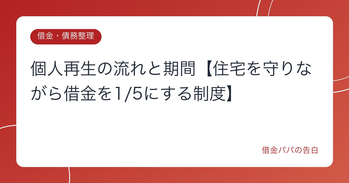 個人再生の流れと期間【住宅を守りながら借金を1/5にする制度】